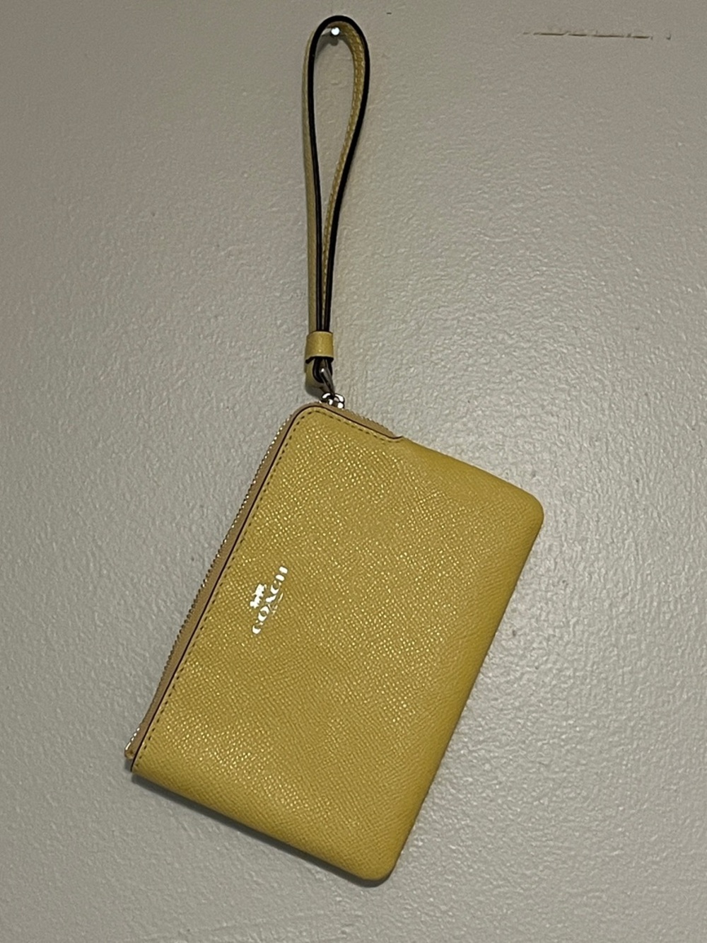 Coach Yellow Leather Wristlet with Detachable Strap